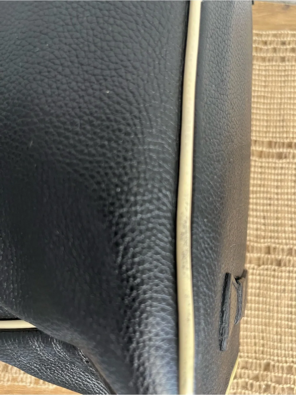 MY FLAT IN LONDON DEBUTANTE Black & Cream Soft Leather Bowtie Satchel